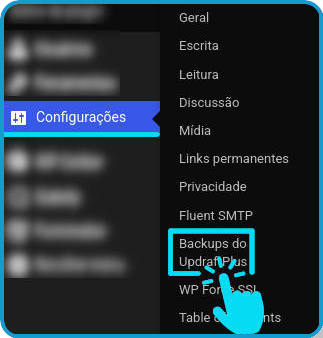 Acessando as configurações do UpdraftPlus Backup