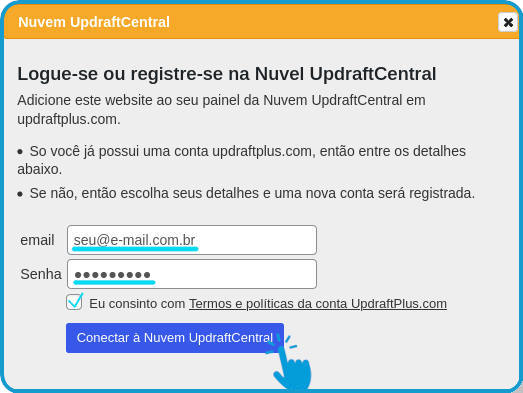 Conectando a Central UpdraftPlus